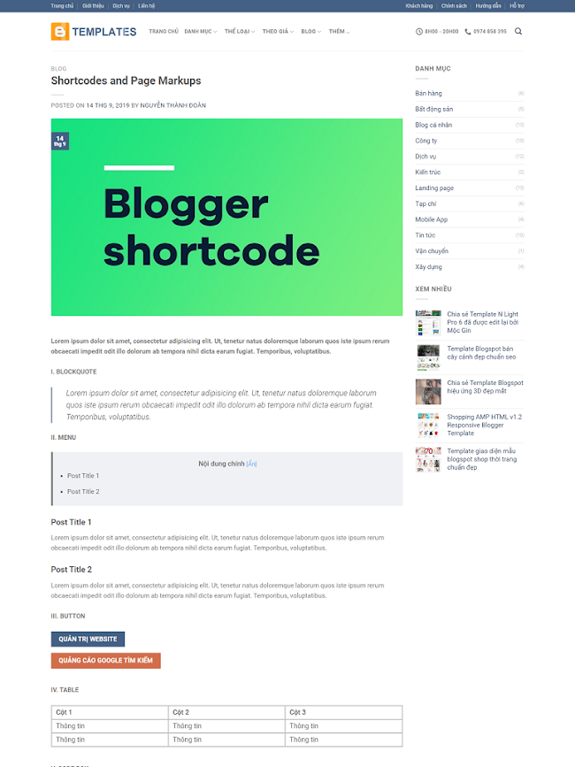 Flatsome Blogger Template bán theme chuẩn Seo 2
